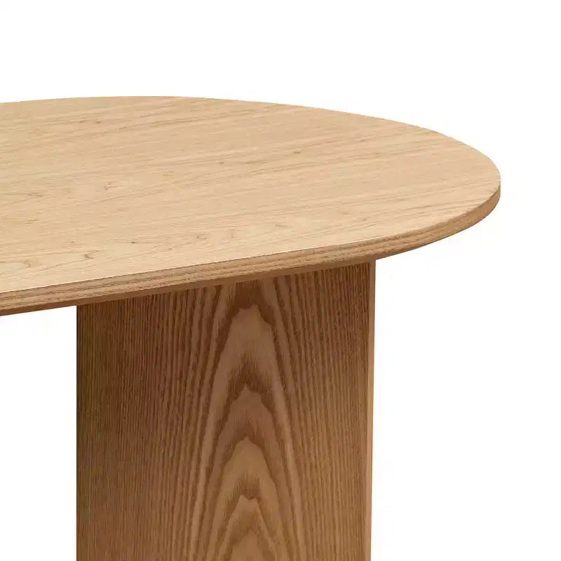 Tavolino da caffè ovale marrone con impiallacciatura in legno, base in MDF, 1 pezzo