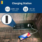 Mobile dispensa marrone in stile rustico per cucina con presa di corrente e ante in acrilico, per 1 persona