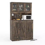 Mobile dispensa marrone in stile rustico per cucina con presa di corrente e ante in acrilico, per 1 persona