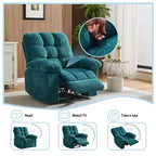 Poltrona reclinabile manuale oversize color verde acqua con tasca laterale, a seduta singola