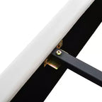Letto a piattaforma Queen in velluto beige con mensole e porte USB, 2 persone