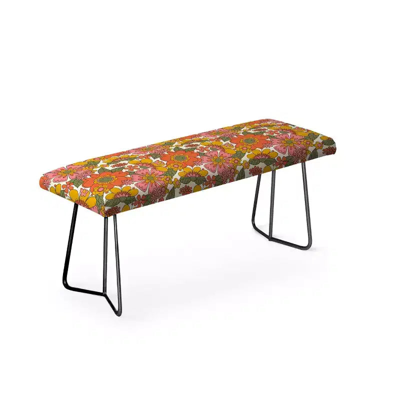 Panca in similpelle arancione/rosa/nera, 3 posti