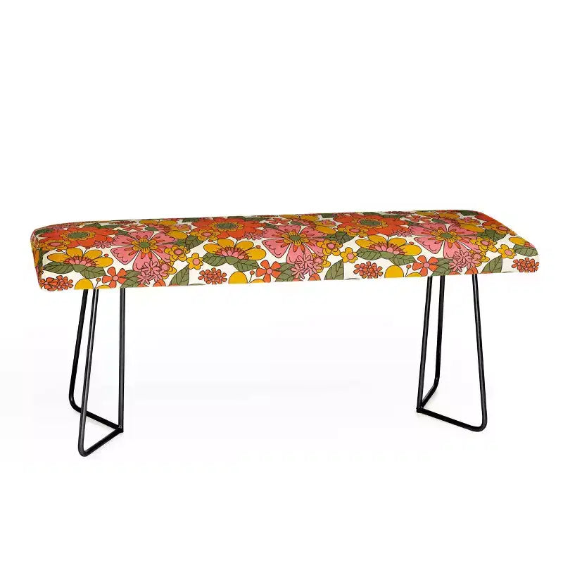 Panca in similpelle arancione/rosa/nera, 3 posti