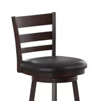 Sgabello da bar girevole in legno con schienale a pioli, 1 posto, Quercia Antica/Nero ed Espresso/Nero