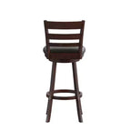 Sgabello da bar girevole in legno con schienale a pioli, 1 posto, Quercia Antica/Nero ed Espresso/Nero