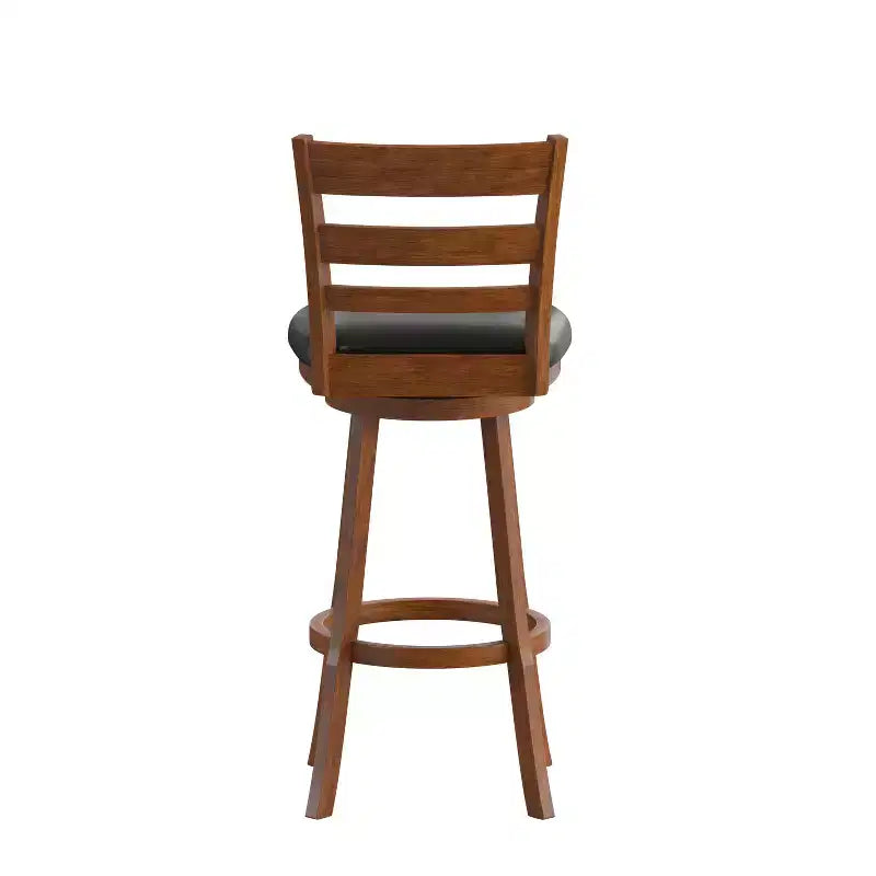 Sgabello da bar girevole in legno con schienale a pioli, 1 posto, Quercia Antica/Nero ed Espresso/Nero