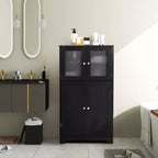 Mobiletto da terra a 4 ante nero/marrone/grigio con ripiano regolabile, montaggio a 1 persona