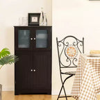 Mobiletto da terra a 4 ante nero/marrone/grigio con ripiano regolabile, montaggio a 1 persona