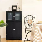 Mobiletto da terra a 4 ante nero/marrone/grigio con ripiano regolabile, montaggio a 1 persona