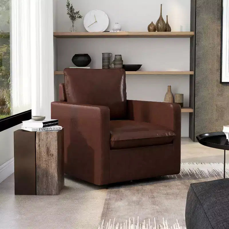 Poltrona girevole accent colore marrone / marrone scuro in similpelle, 1 posto a sedere
