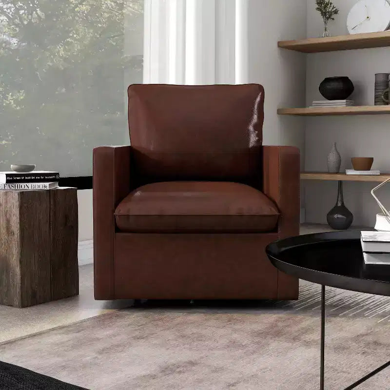 Poltrona girevole accent colore marrone / marrone scuro in similpelle, 1 posto a sedere