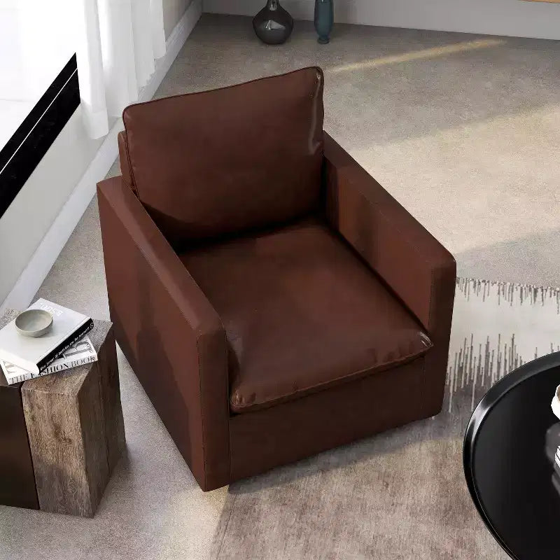 Poltrona girevole accent colore marrone / marrone scuro in similpelle, 1 posto a sedere