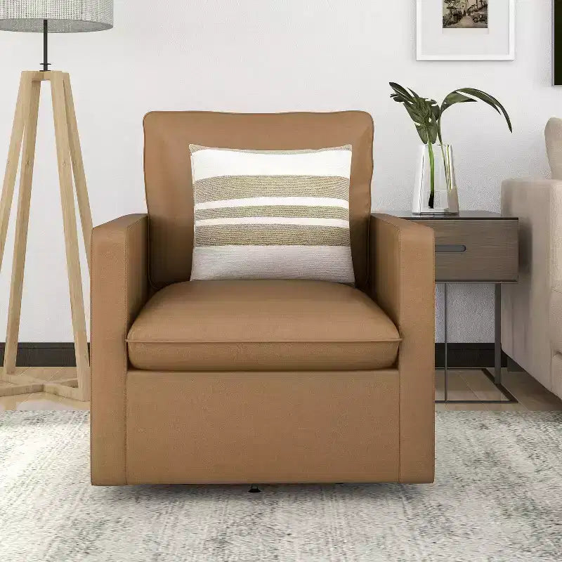 Poltrona girevole accent colore marrone / marrone scuro in similpelle, 1 posto a sedere