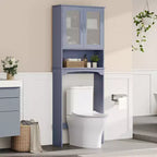 [Colore] Mobiletto portaoggetti sopra il WC con anta e ripiano aperto, autoportante
