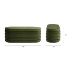 Panca contenitore ovale in bouclé Ebony Black / Ivory White / Olive Green, 1 posto