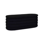Panca contenitore ovale in bouclé Ebony Black / Ivory White / Olive Green, 1 posto