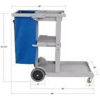 Carrello per pulizie professionale grigio con ripiani e sacco in vinile
