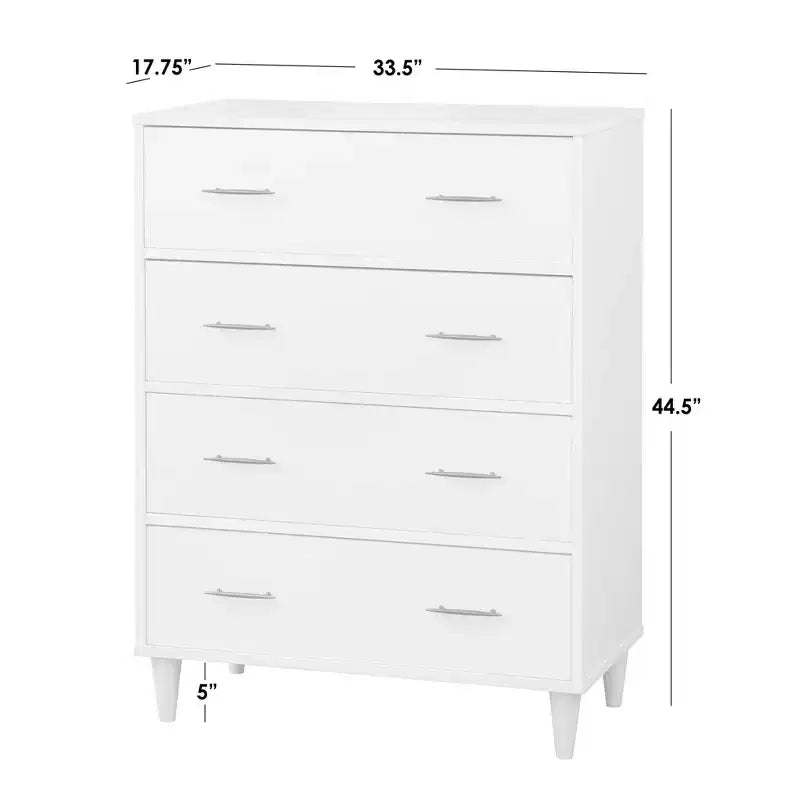 Comò / Cassettiera a 4 cassetti moderno di metà secolo in Rovere / Bianco